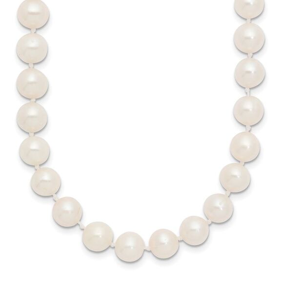 14k Yellow Gold 7-8mm White Near Round Freshwater Cultured Pearl Necklace